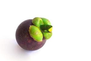 Mangosteen the queen of Thai fruits.mangoteen on white background photo