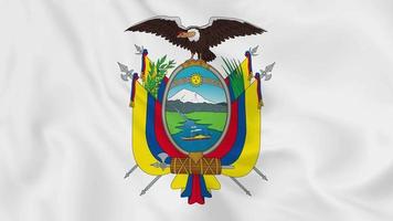 emblema nacional escudo de armas o símbolo de colombia en bandera ondeante. Bucle suave de video 4k sin problemas