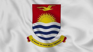 national emblem or symbol of Kiribati in waving flag. smooth 4k video seemless loop