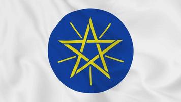 emblema nacional escudo de armas o símbolo de etiopía en bandera ondeante. Bucle suave de video 4k sin problemas