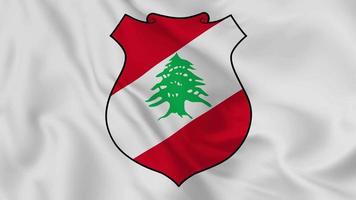 national emblem or symbol of Lebanon in waving flag. smooth 4k video seemless loop