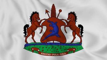 national emblem or symbol of Lesotho in waving flag. smooth 4k video seemless loop