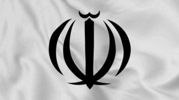 emblema nazionale o simbolo dell'iran in bandiera sventolante. ciclo continuo senza interruzioni di video 4k