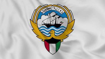 national emblem or symbol of Kuwait in waving flag. smooth 4k video seemless loop