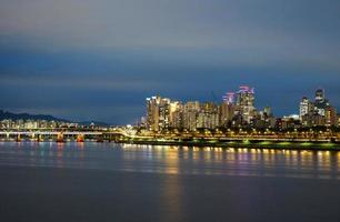 Night view of Han River in Seoul, Korea photo