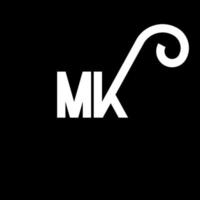 MK Letter Logo Design. Initial letters MK logo icon. Abstract letter MK minimal logo design template. M K letter design vector with black colors. mk logo
