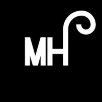 MH Letter Logo Design. Initial letters MH logo icon. Abstract letter MH minimal logo design template. M H letter design vector with black colors. mh logo