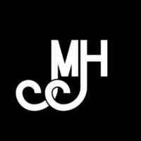 MH Letter Logo Design. Initial letters MH logo icon. Abstract letter MH minimal logo design template. M H letter design vector with black colors. mh logo