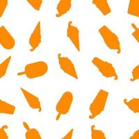 Orange ice cream silhouette pattern, seamless pattern on a white background. Illustration of vector design.  vector illustration.