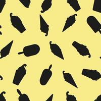 Ice cream silhouette pattern, seamless pattern on a yellow background. Illustration of vector design.  vector illustration.