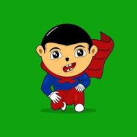 kids superhero illustration, suitable for screen printing clothes, posters, children's books, and etc vector