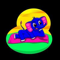 lindo personaje, elefante acostado, adecuado para pancartas, libros para niños, etc. vector