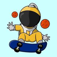 cute characters, astronauts playing skateboards, suitable for flayer, banner, social media, and other needs vector