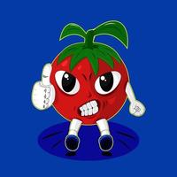 lindo personaje del símbolo del tomate, adecuado para ropa de serigrafía, libros para niños, etc. vector