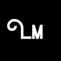 diseño del logotipo de la letra lm. icono del logotipo de letras iniciales lm. plantilla de diseño de logotipo mínimo de letra abstracta lm. vector de diseño de letra lm con colores negros. logotipo de película