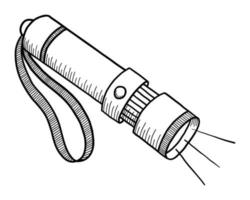 VECTOR TOURIST FLASHLIGHT ISOLATED ON A WHITE BACKGROUND. DOODLE DRAWING BY HAND