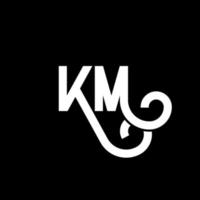 KM letter logo design on black background. KM creative initials letter logo concept. km letter design. KM white letter design on black background. K M, k m logo vector