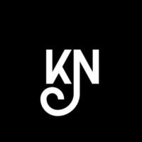 diseño de logotipo de letra kn sobre fondo negro. concepto de logotipo de letra de iniciales creativas kn. diseño de letras kn. kn diseño de letras blancas sobre fondo negro. kn, logotipo de kn vector