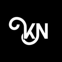 diseño de logotipo de letra kn sobre fondo negro. concepto de logotipo de letra de iniciales creativas kn. diseño de letras kn. kn diseño de letras blancas sobre fondo negro. kn, logotipo de kn vector