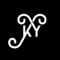 diseño del logotipo de la letra ky sobre fondo negro. concepto creativo del logotipo de la letra de las iniciales ky. diseño de letras ky. ky diseño de letras blancas sobre fondo negro. ky, logotipo de ky vector