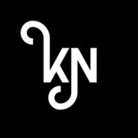 diseño de logotipo de letra kn sobre fondo negro. concepto de logotipo de letra de iniciales creativas kn. diseño de letras kn. kn diseño de letras blancas sobre fondo negro. kn, logotipo de kn vector