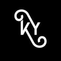 diseño del logotipo de la letra ky sobre fondo negro. concepto creativo del logotipo de la letra de las iniciales ky. diseño de letras ky. ky diseño de letras blancas sobre fondo negro. ky, logotipo de ky vector