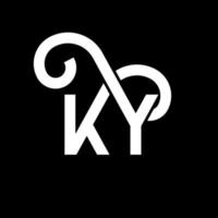 diseño del logotipo de la letra ky sobre fondo negro. concepto creativo del logotipo de la letra de las iniciales ky. diseño de letras ky. ky diseño de letras blancas sobre fondo negro. ky, logotipo de ky vector