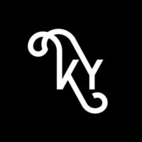 diseño del logotipo de la letra ky sobre fondo negro. concepto creativo del logotipo de la letra de las iniciales ky. diseño de letras ky. ky diseño de letras blancas sobre fondo negro. ky, logotipo de ky vector