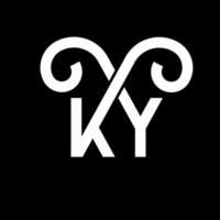 diseño del logotipo de la letra ky sobre fondo negro. concepto creativo del logotipo de la letra de las iniciales ky. diseño de letras ky. ky diseño de letras blancas sobre fondo negro. ky, logotipo de ky vector