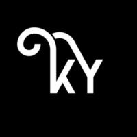 diseño del logotipo de la letra ky sobre fondo negro. concepto creativo del logotipo de la letra de las iniciales ky. diseño de letras ky. ky diseño de letras blancas sobre fondo negro. ky, logotipo de ky vector