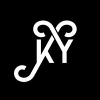 diseño del logotipo de la letra ky sobre fondo negro. concepto creativo del logotipo de la letra de las iniciales ky. diseño de letras ky. ky diseño de letras blancas sobre fondo negro. ky, logotipo de ky vector