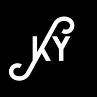 diseño del logotipo de la letra ky sobre fondo negro. concepto creativo del logotipo de la letra de las iniciales ky. diseño de letras ky. ky diseño de letras blancas sobre fondo negro. ky, logotipo de ky vector