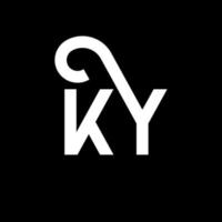 diseño del logotipo de la letra ky sobre fondo negro. concepto creativo del logotipo de la letra de las iniciales ky. diseño de letras ky. ky diseño de letras blancas sobre fondo negro. ky, logotipo de ky vector