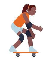 afro skater girl vector