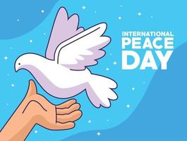 peace day lettering with hand vector
