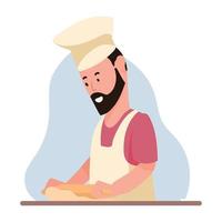 hombre cocinando con rollo vector