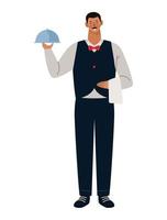 waiter with tray vector