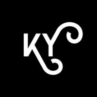 diseño del logotipo de la letra ky sobre fondo negro. concepto creativo del logotipo de la letra de las iniciales ky. diseño de letras ky. ky diseño de letras blancas sobre fondo negro. ky, logotipo de ky vector