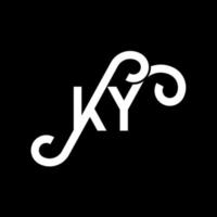 diseño del logotipo de la letra ky sobre fondo negro. concepto creativo del logotipo de la letra de las iniciales ky. diseño de letras ky. ky diseño de letras blancas sobre fondo negro. ky, logotipo de ky vector