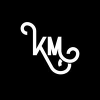 KM letter logo design on black background. KM creative initials letter logo concept. km letter design. KM white letter design on black background. K M, k m logo vector