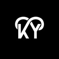 diseño del logotipo de la letra ky sobre fondo negro. concepto creativo del logotipo de la letra de las iniciales ky. diseño de letras ky. ky diseño de letras blancas sobre fondo negro. ky, logotipo de ky vector