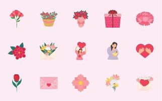 icons happy mothers day vector