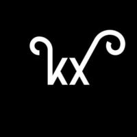 diseño del logotipo de la letra kx sobre fondo negro. concepto de logotipo de letra de iniciales creativas kx. diseño de letras kx. kx diseño de letras blancas sobre fondo negro. logotipo de kx, kx vector