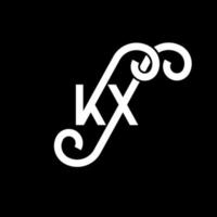 diseño del logotipo de la letra kx sobre fondo negro. concepto de logotipo de letra de iniciales creativas kx. diseño de letras kx. kx diseño de letras blancas sobre fondo negro. logotipo de kx, kx vector