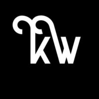 diseño de logotipo de letra kw sobre fondo negro. concepto de logotipo de letra de iniciales creativas kw. diseño de letra kw. kw diseño de letras blancas sobre fondo negro. logotipo de kw, kw vector