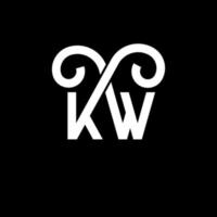 diseño de logotipo de letra kw sobre fondo negro. concepto de logotipo de letra de iniciales creativas kw. diseño de letra kw. kw diseño de letras blancas sobre fondo negro. logotipo de kw, kw vector