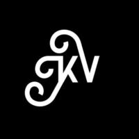 diseño del logotipo de la letra kv sobre fondo negro. concepto de logotipo de letra de iniciales creativas kv. diseño de letras kv. kv diseño de letras blancas sobre fondo negro. kv, logotipo de kv vector