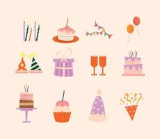 twelve happy birthday icons