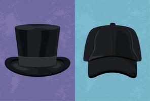 elegant tophat and cap vector