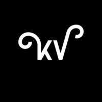 diseño del logotipo de la letra kv sobre fondo negro. concepto de logotipo de letra de iniciales creativas kv. diseño de letras kv. kv diseño de letras blancas sobre fondo negro. kv, logotipo de kv vector